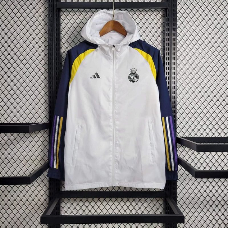 2023/2024 Real Madrid Windbreaker Hooded Jersey White