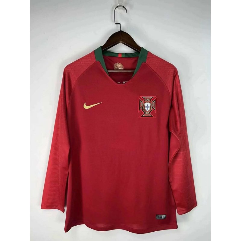 2018 Retro Long Sleeve Portugal Home Football Shirt 1:1 Thai Quality