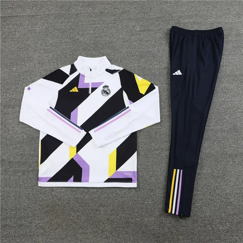 2023/2024 Real Madrid Half-Pull Training Suit camouflage style White  Football Shirt 1:1 Thai Quality