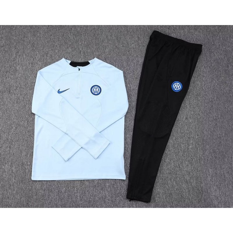 2023/2024 Internazionale Milan Half-Pull Training Suit Light Blue Football Jersey 1:1  Thai Quality Set