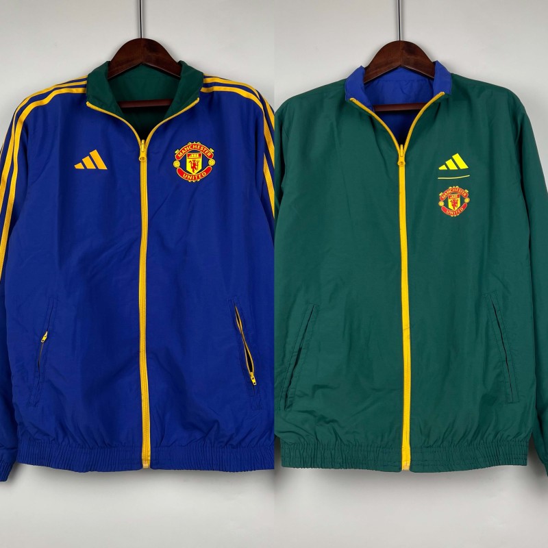 2023/2024 Manchester United Reversible WindbreakerBlue-GreenSoccer Jersey 1:1 Thai Quality