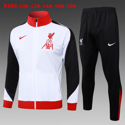 Kids Liverpool 2024/2025 Long Pull Tracksuit White