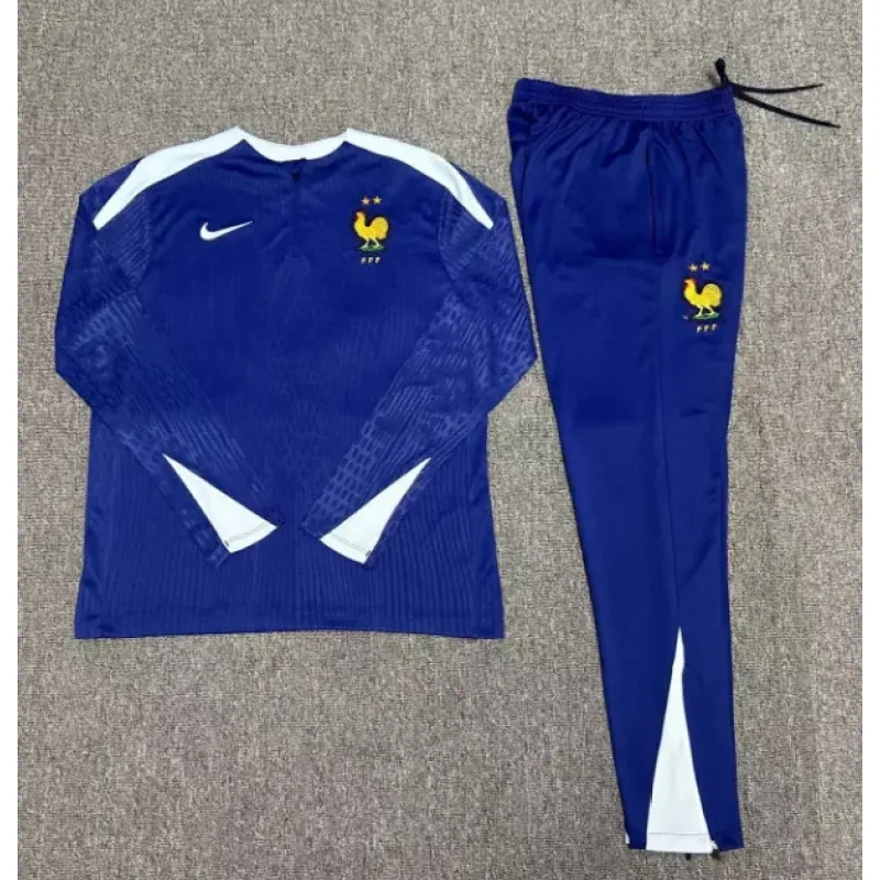 2022 France Half-Pull Training Suit Royal Blue Football Shirt Set