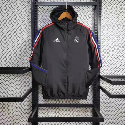 2024 Real Madrid Soccer Jersey Windbreaker Black