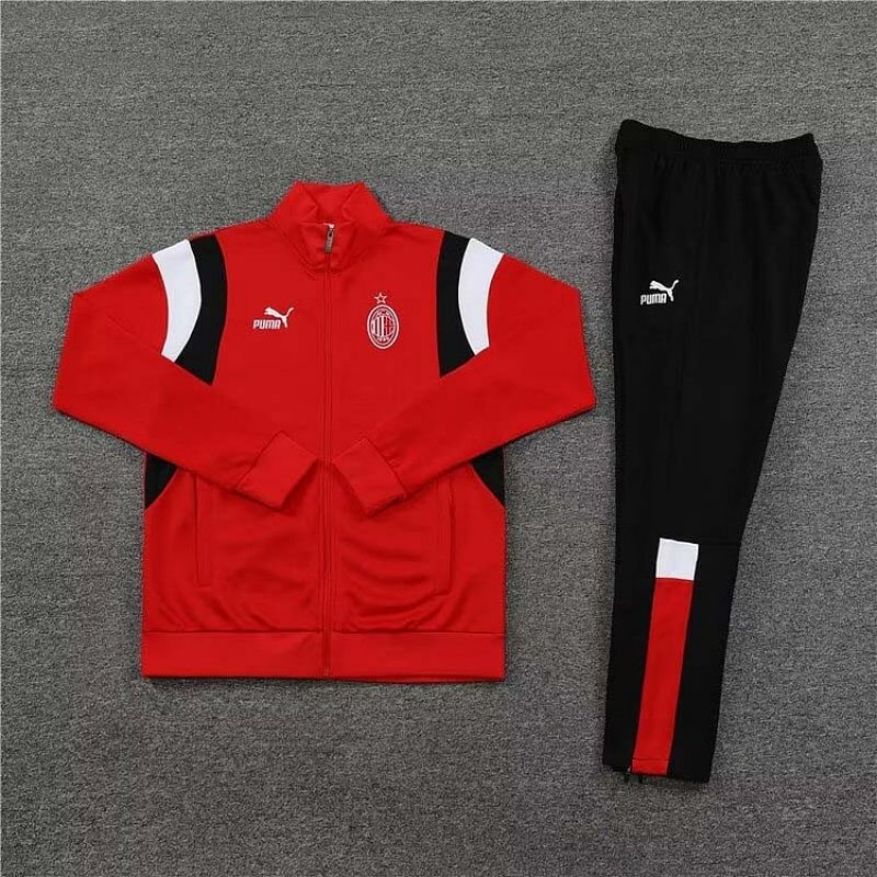 2023/2024 AC Milan Long Zipped Jacket Red Soccer Jersey 1:1 Thai Quality Set
