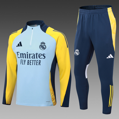 24/25 Real Madrid half-pulled training suit Light Gray Jersey
