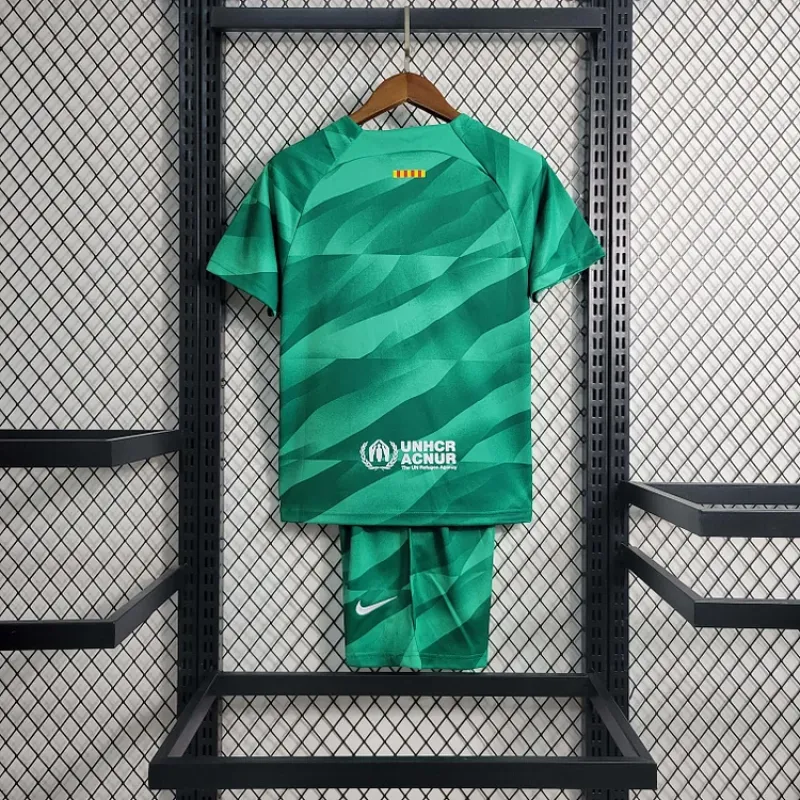 2023/2024 Barcelona Goalkeeper Green Soccer Shirt 1:1 Thai Quality Kids Size