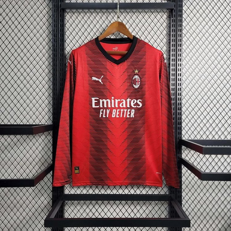 2023/2024 Long Sleeve AC Milan Home Football Shirt 1:1 Thai Quality