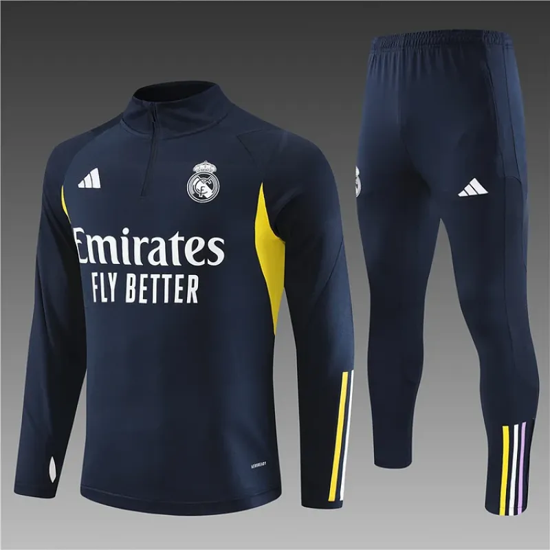2023/2024 Real Madrid Half-Pull Training Suit Royal Blue Football Shirt 1:1 Thai Quality