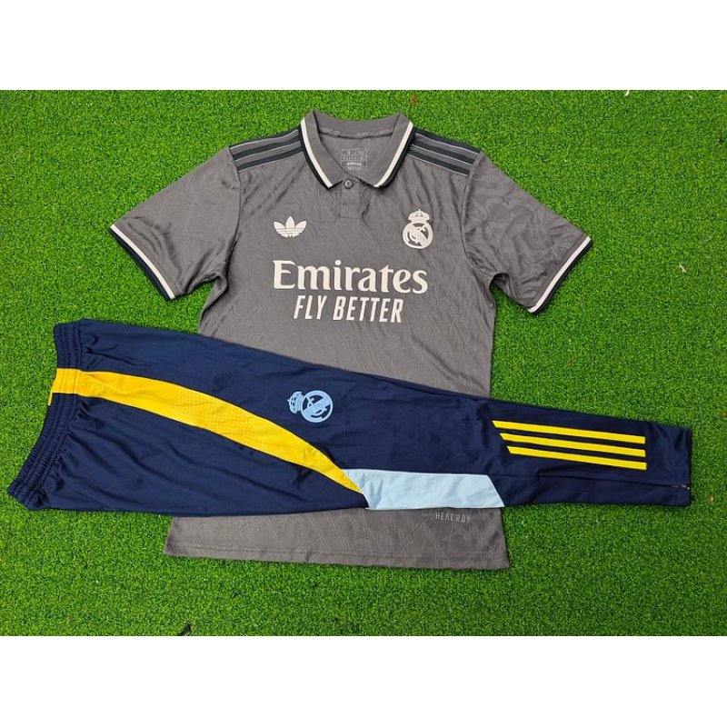 Adult Set 2024-2025 Real Madrid 2nd Tracksuit （Royal Blue Pants） 1:1 Thai Quality