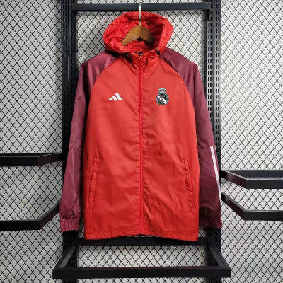 2023/2024 Real Madrid Windbreaker Hooded Jersey Red
