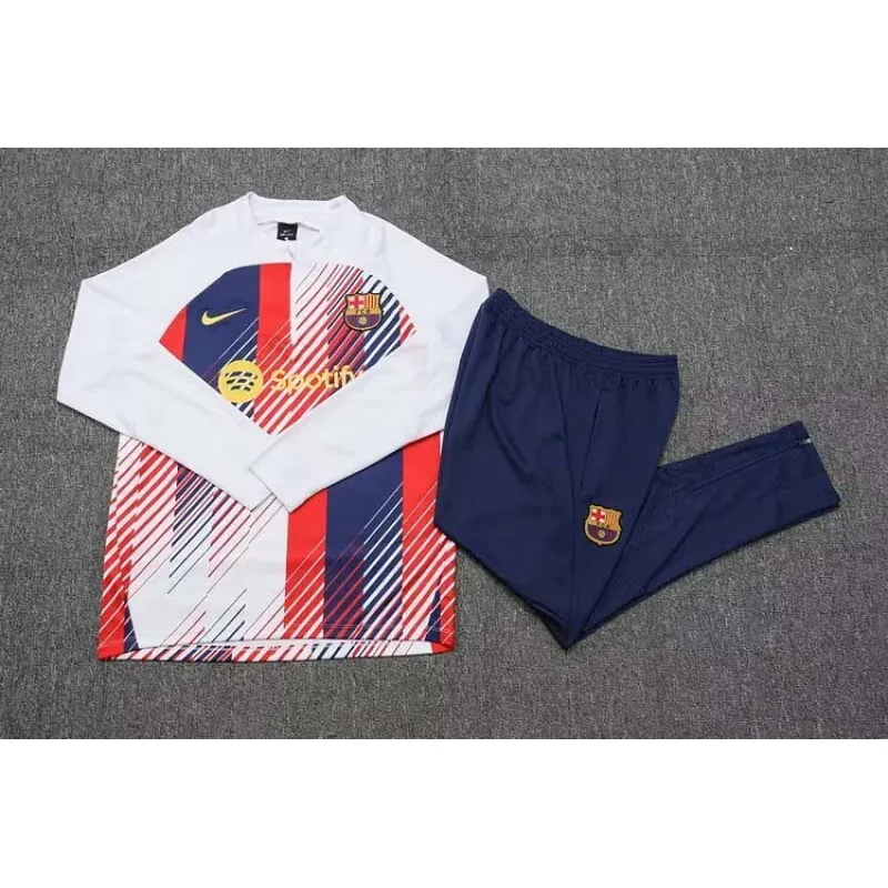 2023/2024 Barcelona Special Edition Half-Pull Training Suit White Jersey Set