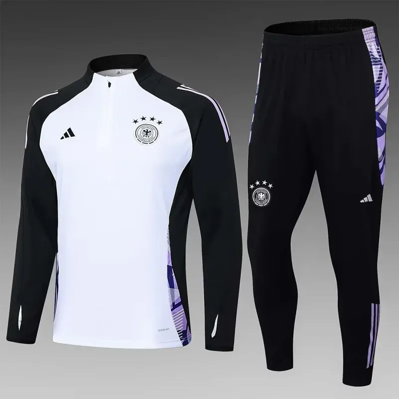 2022 France Half-Pull Training Suit White Football Shirt Set