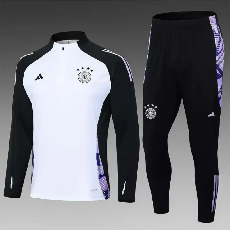 2022 France Half-Pull Training Suit White Football Shirt Set
