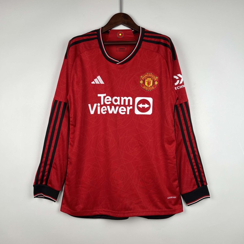 2023/2024 Long Sleeve Manchester United Home Football Shirt 1:1 Thai Quality