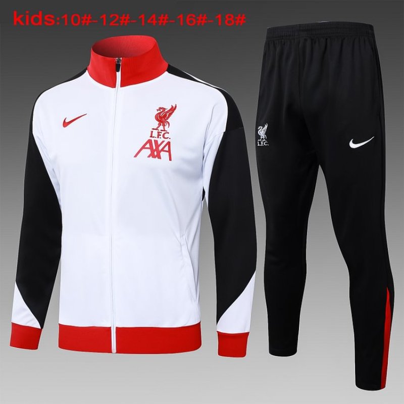 Kids Liverpool 2024/2025 Long Pull Tracksuit White