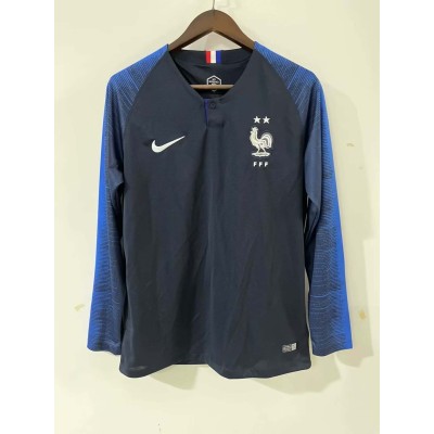 2018 Retro Long Sleeve France Home Football Shirt 1:1 Thai Quality