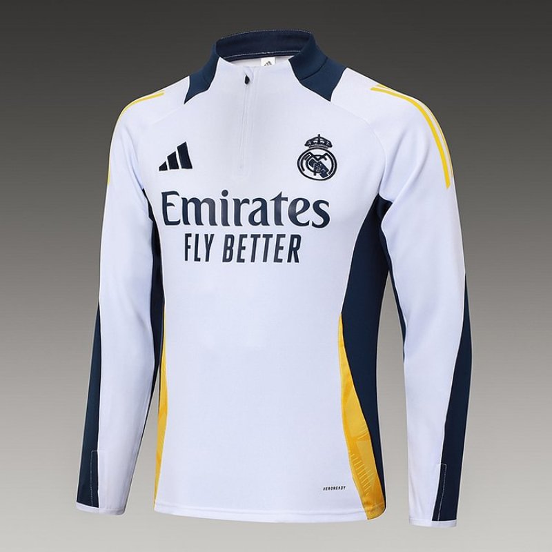 24/25 Real Madrid half-pulled training suit white Jersey