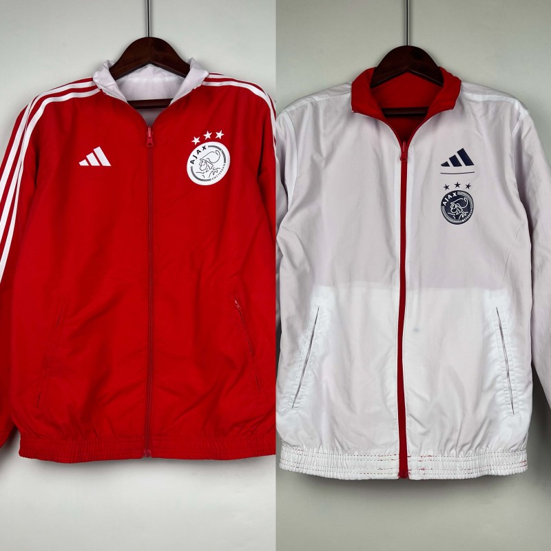 2023/2024 Ajax Reversible WindbreakerRed-WhiteSoccer Jersey 1:1 Thai Quality