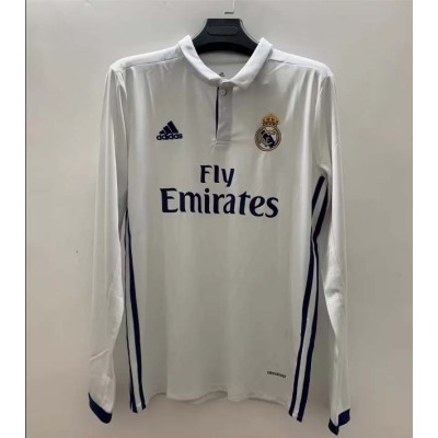 2016/2017 Retro Long Sleeve Real Madrid Home Football Shirt1:1 Thai Quality